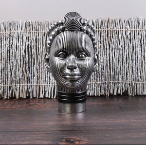 Olokun Head Platinum Silver Ornament